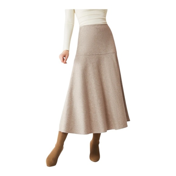 OGL Cashsoft Wool Like Flared Maxi Heather Oatmeal Beige Womens Size XL - Picture 6 of 13